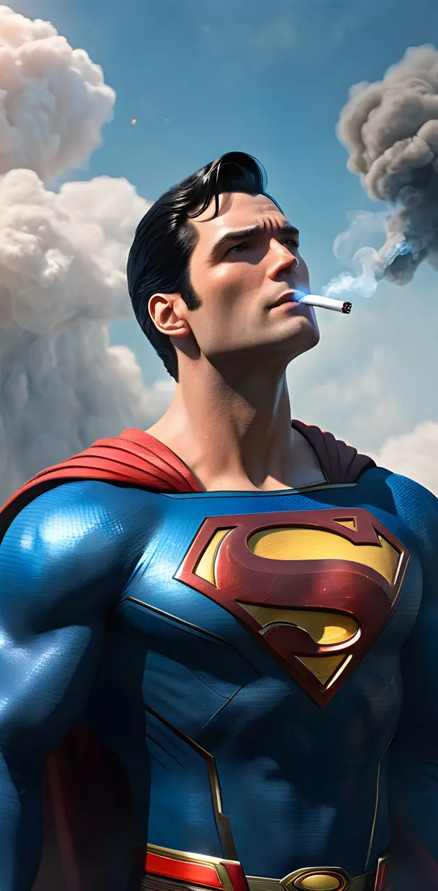 Superman smoking a sig
