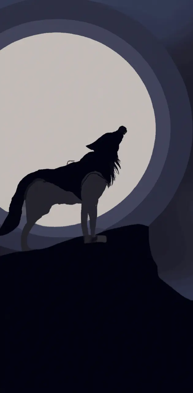 Wolf under a big moon