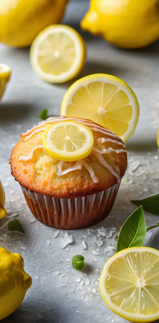 a cupcake with lemons on top