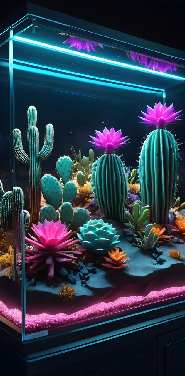 Bioluminescent ColdLight Cactus Terrarium Inspiration Lunarpunk