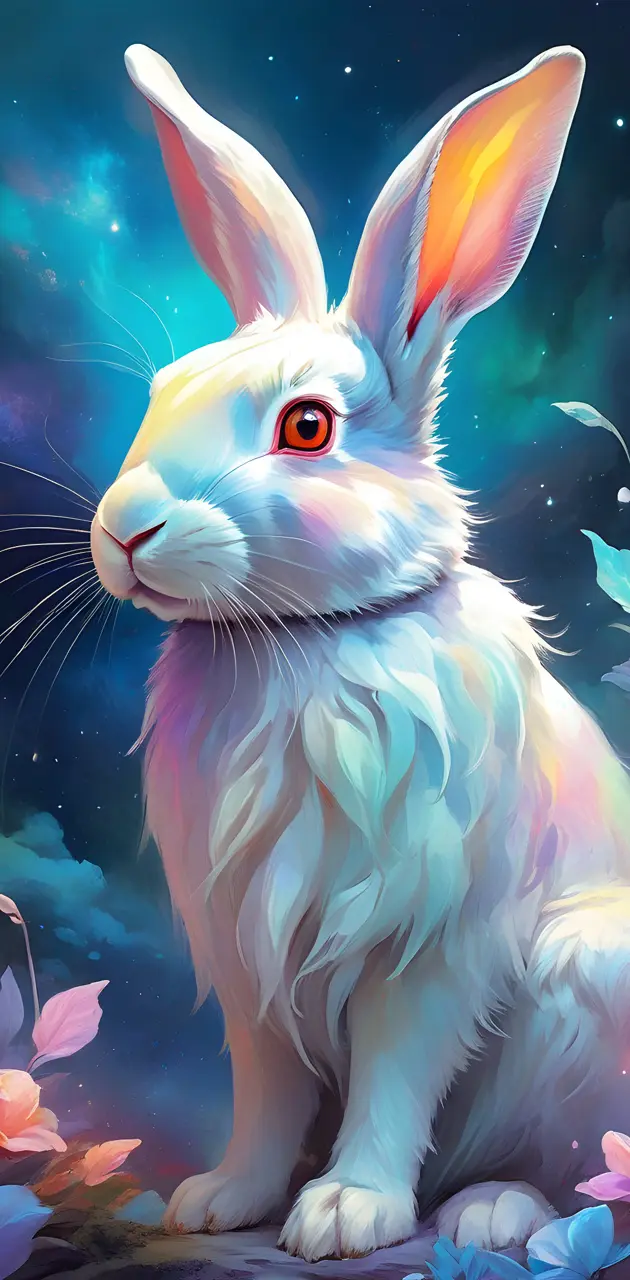 a white rabbit with pink eyes