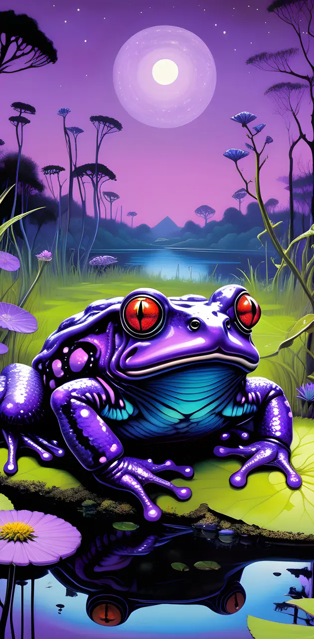 a cartoon purple frog
