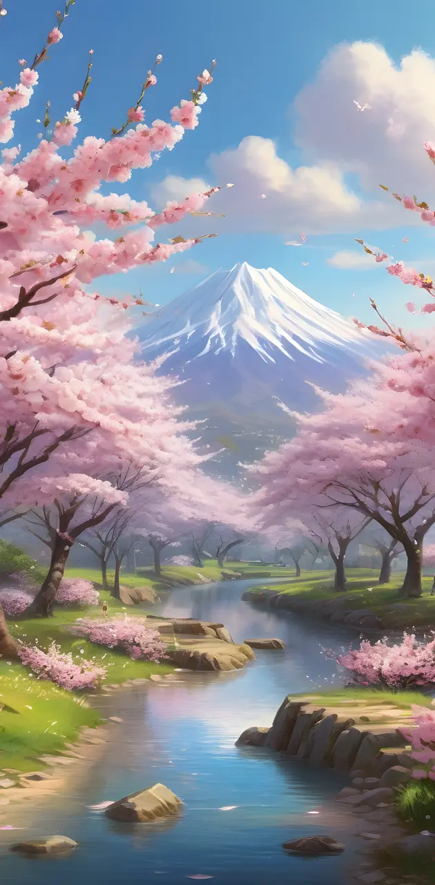 Cherry Blossoms with Mt. Fuji