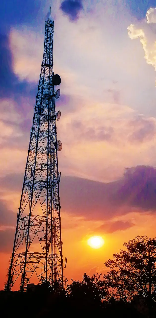 Sunset and tower