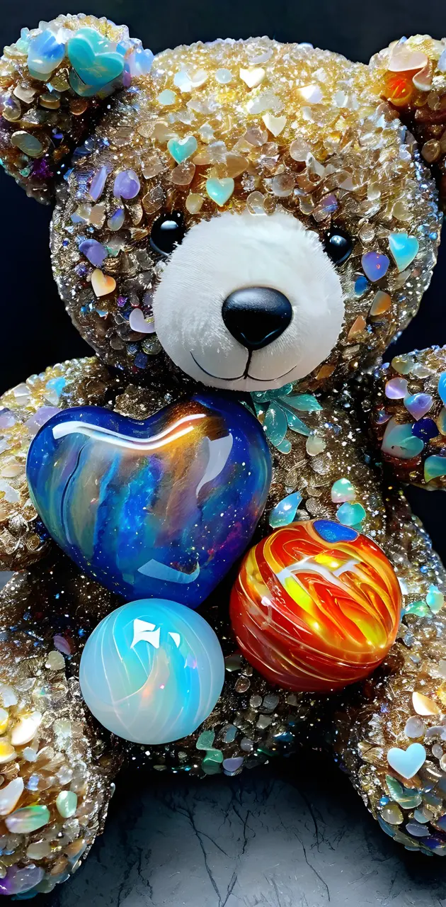 a teddy bear with a blue globe