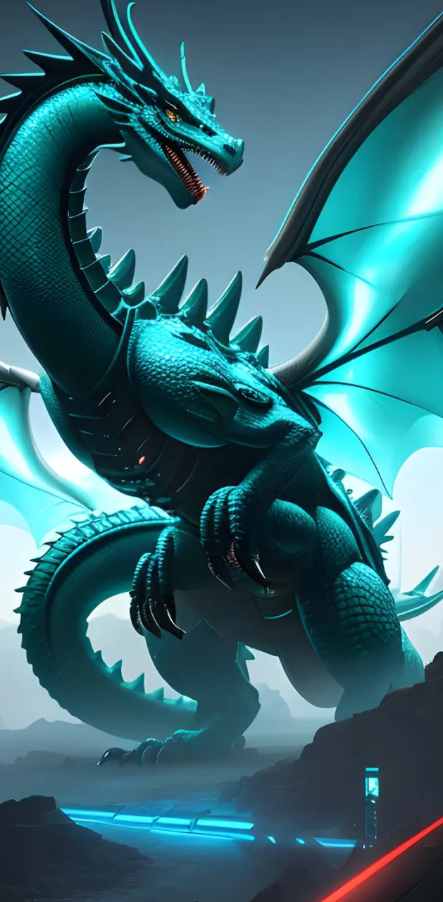 Cyan Robo-dragon