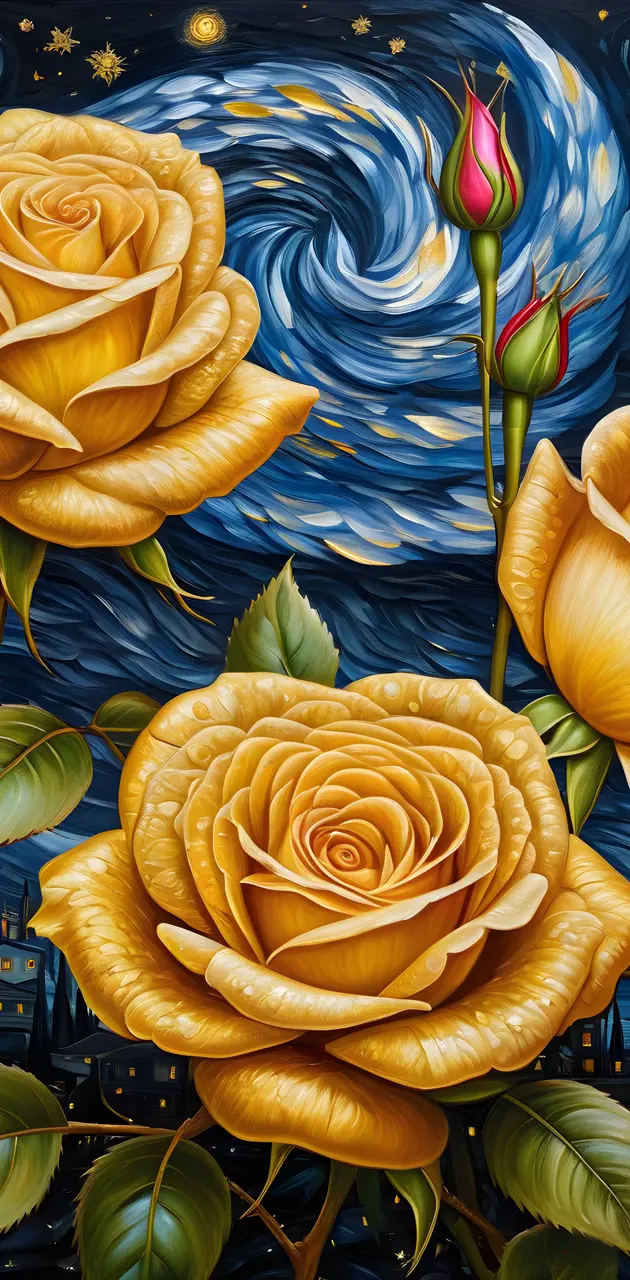 oil painted roses