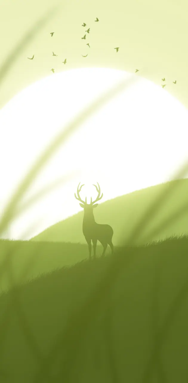 Minimal Deer Sunset