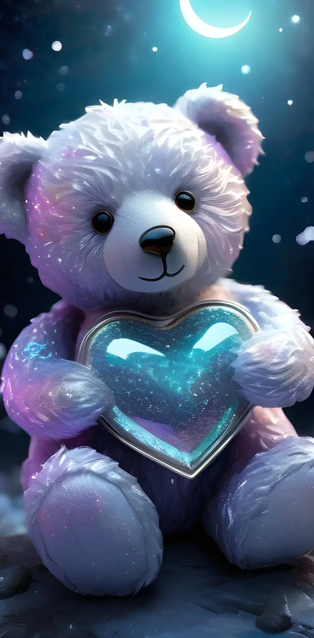 opalecent teddy bear, heart