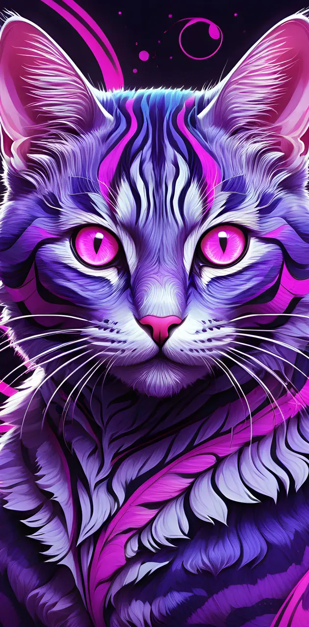 a cat wearing purple and purple