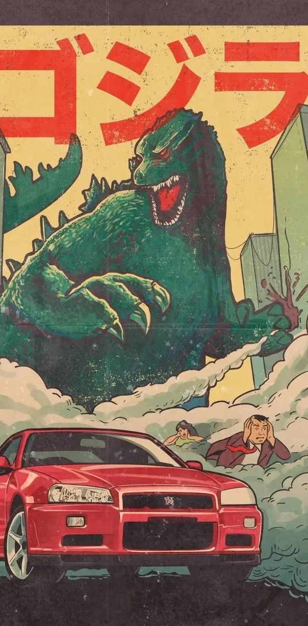Godzilla after car
