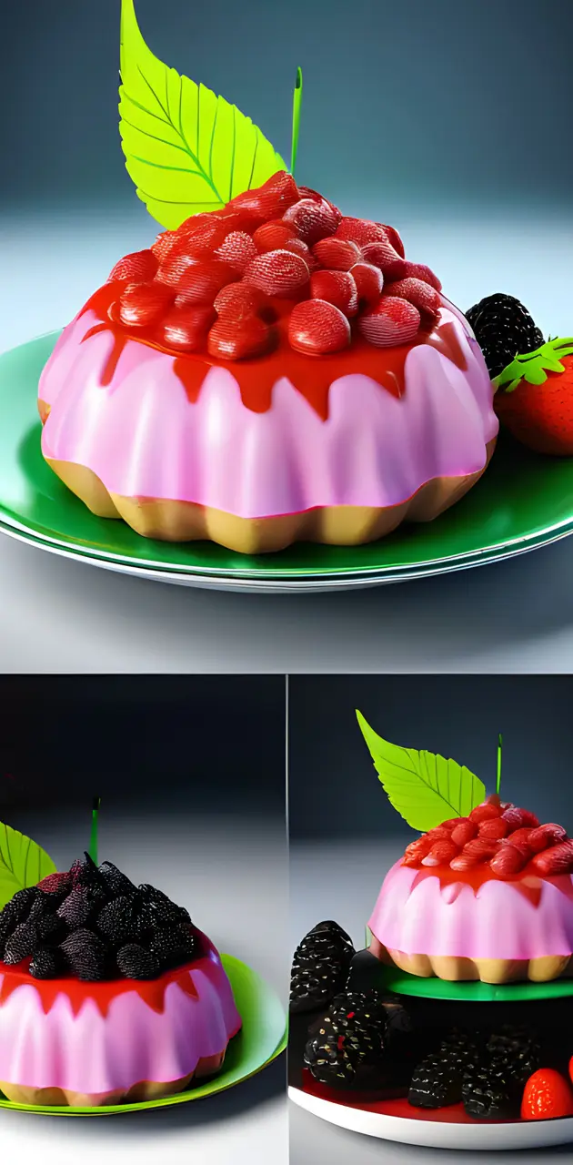 a cake with strawberries and a strawberry on top