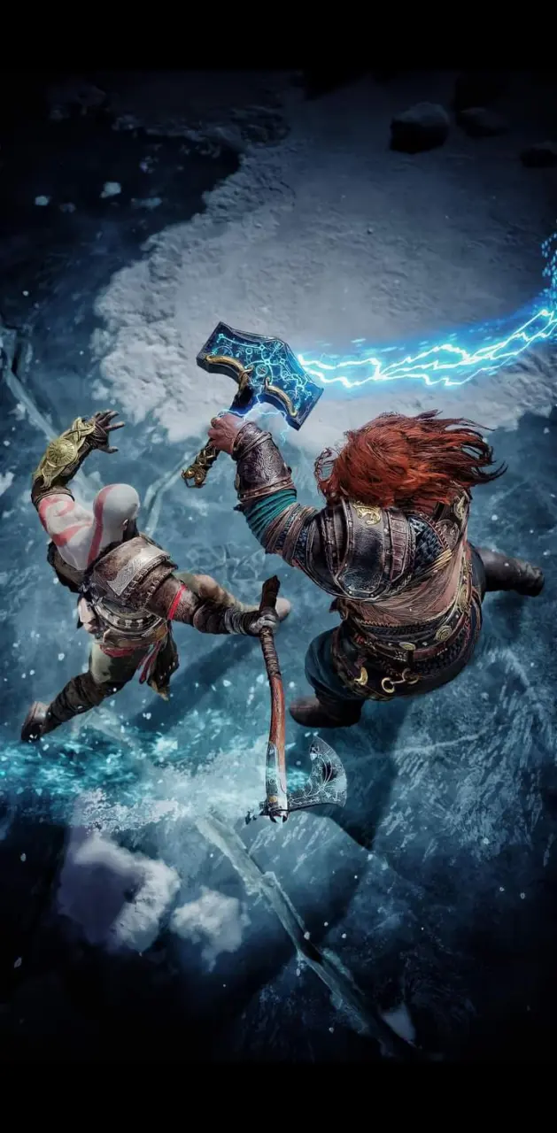 Kratos vs. Thor God of War Ragnarok 4K Art Wallpaper iPhone HD Phone #3581j