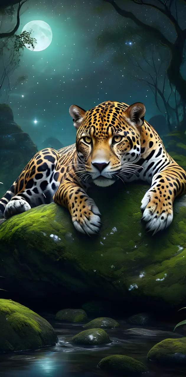 a tiger lying on a rock