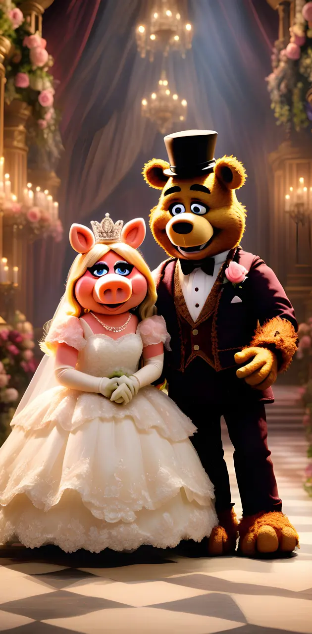 Freddy Fazbear and Miss Piggy Wedding Photos