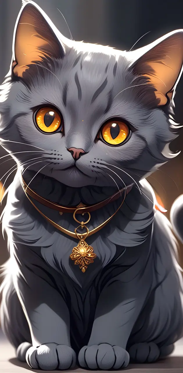 a cat wearing a necklace