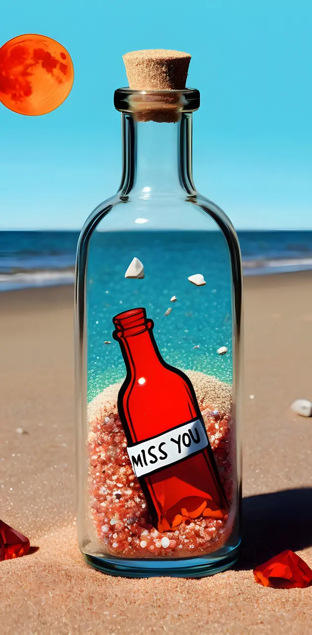 pop art message in a bottle miss you