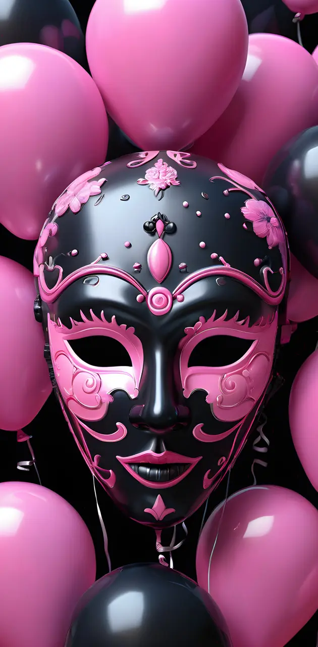 pink and black mask