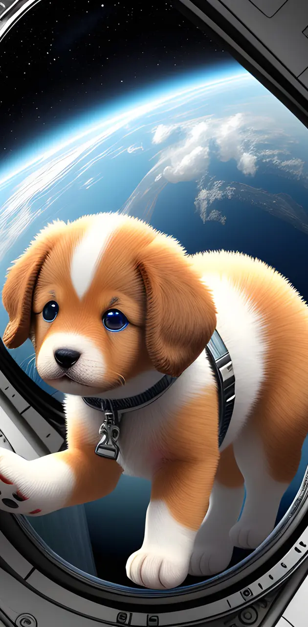 puppy in a space ship