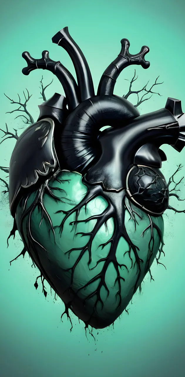 Black and green Heart