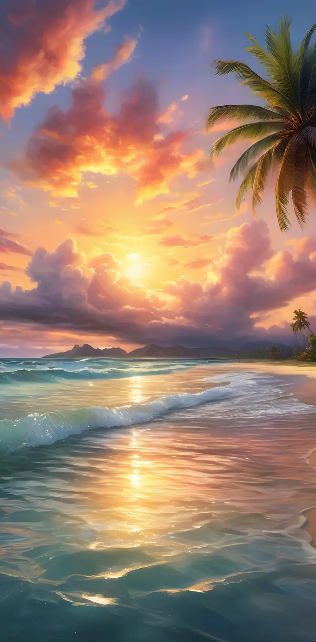Beach Summer Palm Sunset