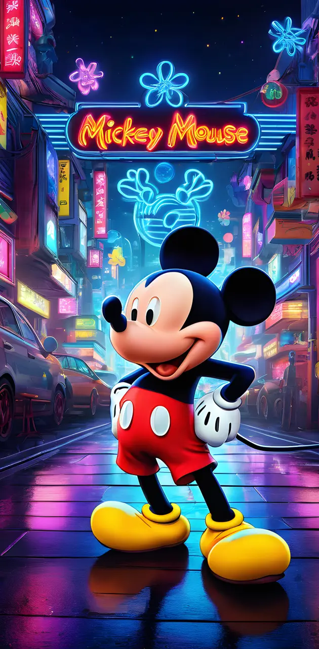 Neon Mickey mouse