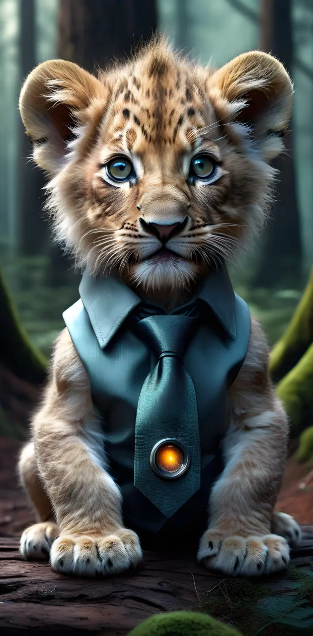 a lion with a tie