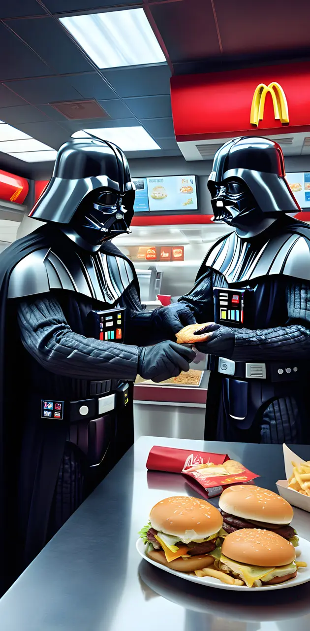 Darth Vader working at McDonald's