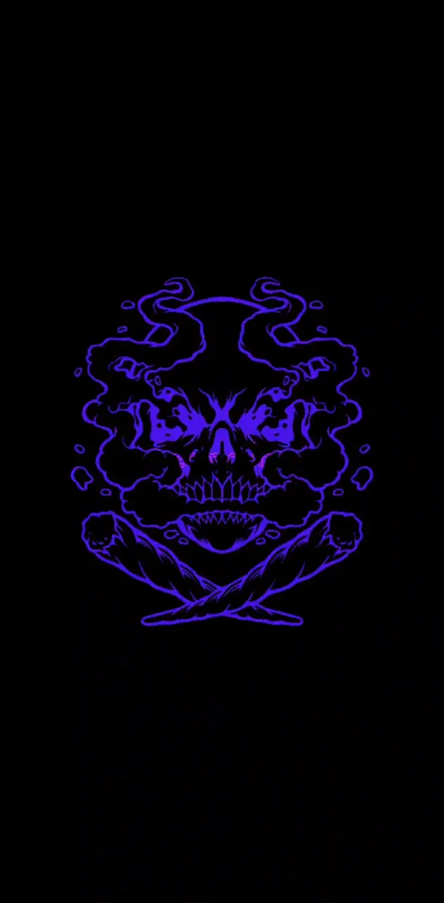 Neon purple-blue skull