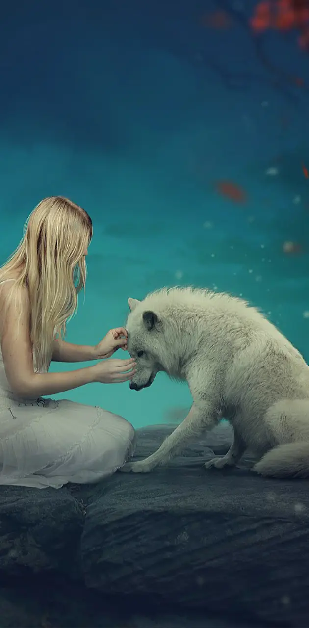 girl and a wolf