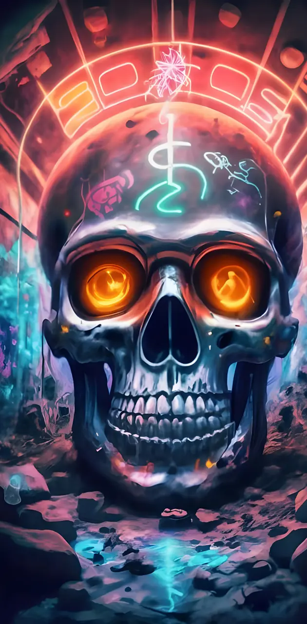 neon lights with skull