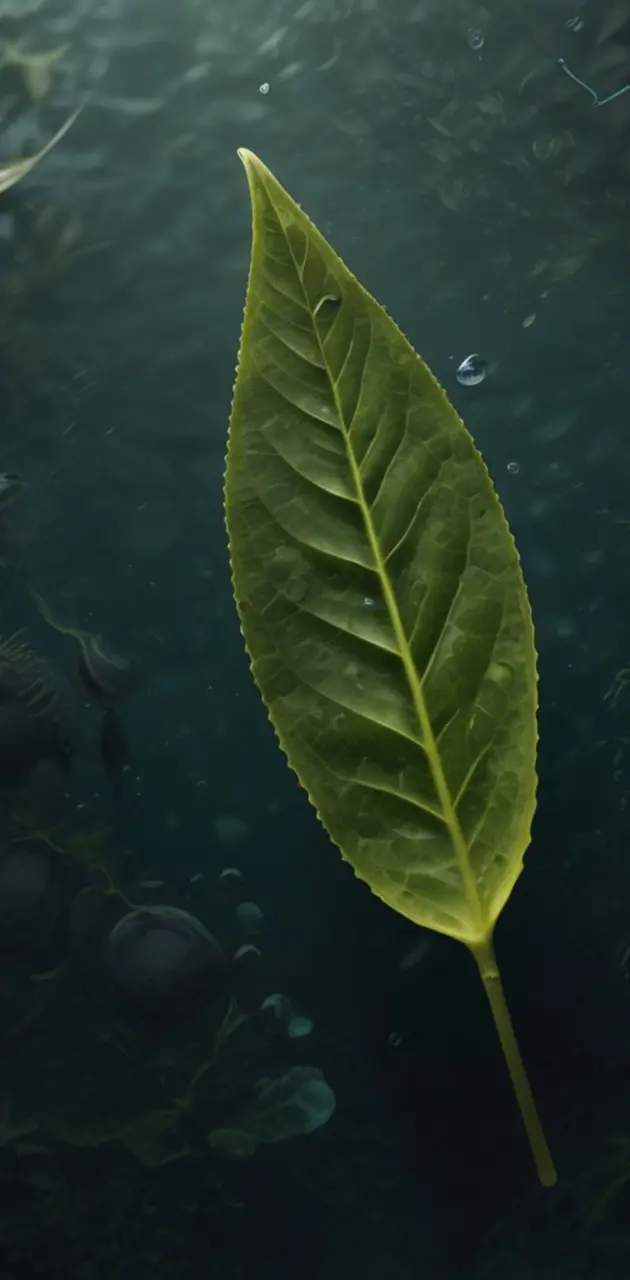 4k ultra Leaf with green stone water.