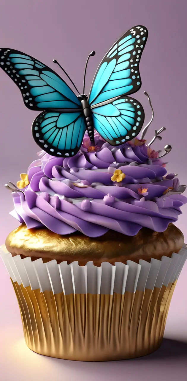 a cupcake with a butterfly on top