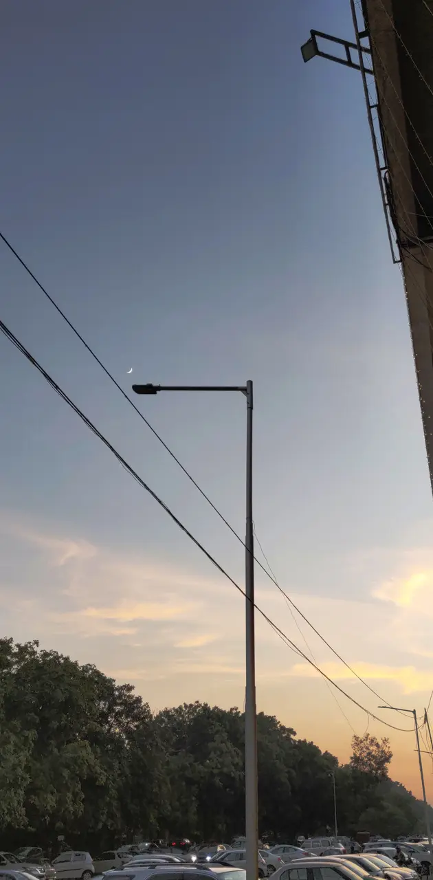 Street lamp and Moon
