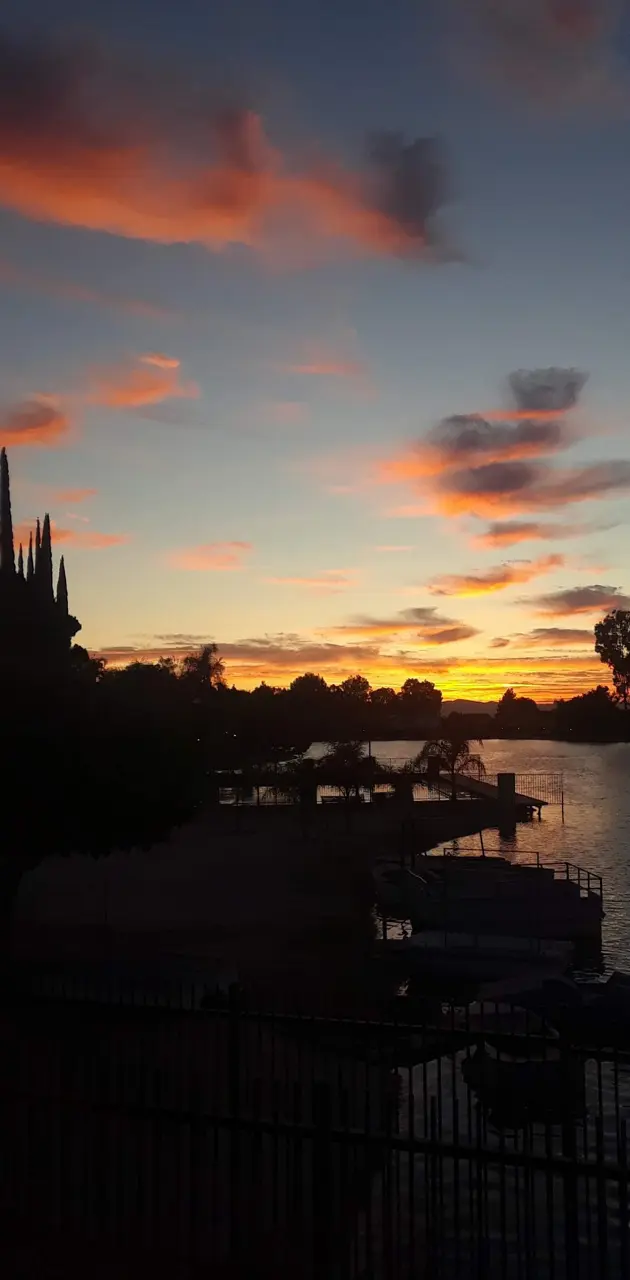 Sunset on border lake