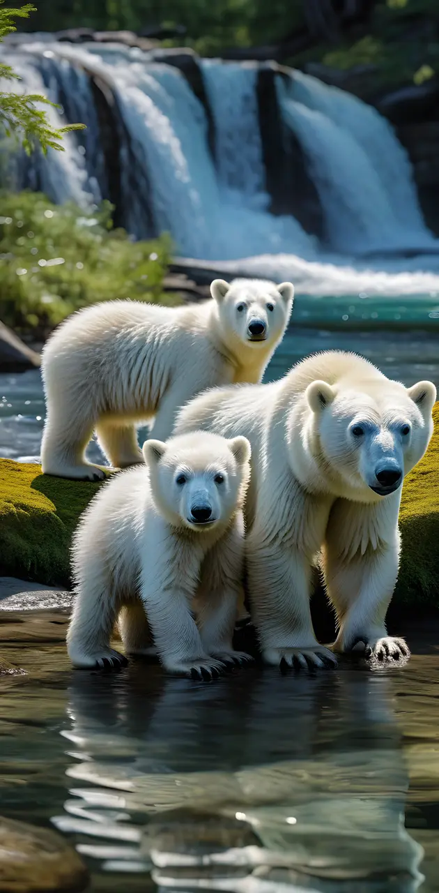 a family of polar bears
