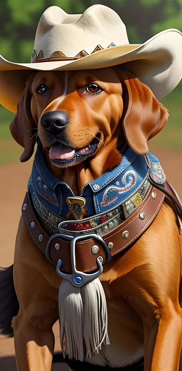 a dog wearing a cowboy hat