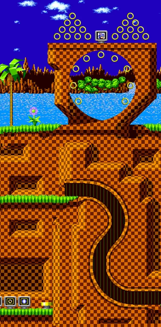 8-bit Green Hill Zone Phone/Tablet Wallpaper • GamePhD