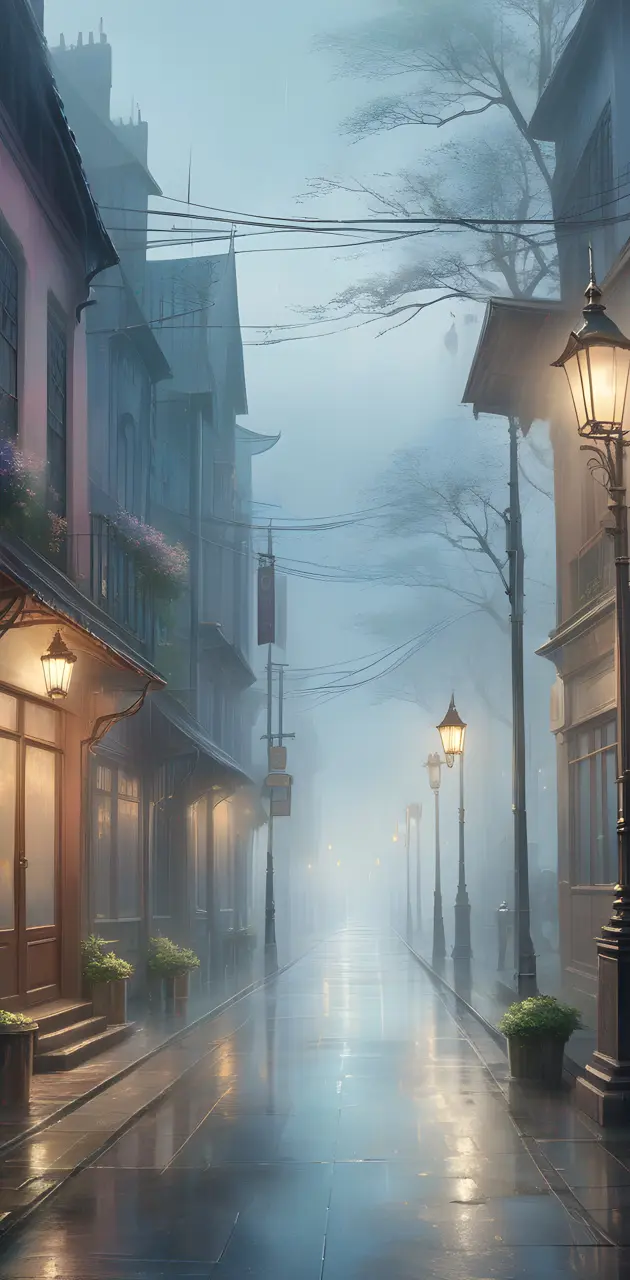 Victorian street at night