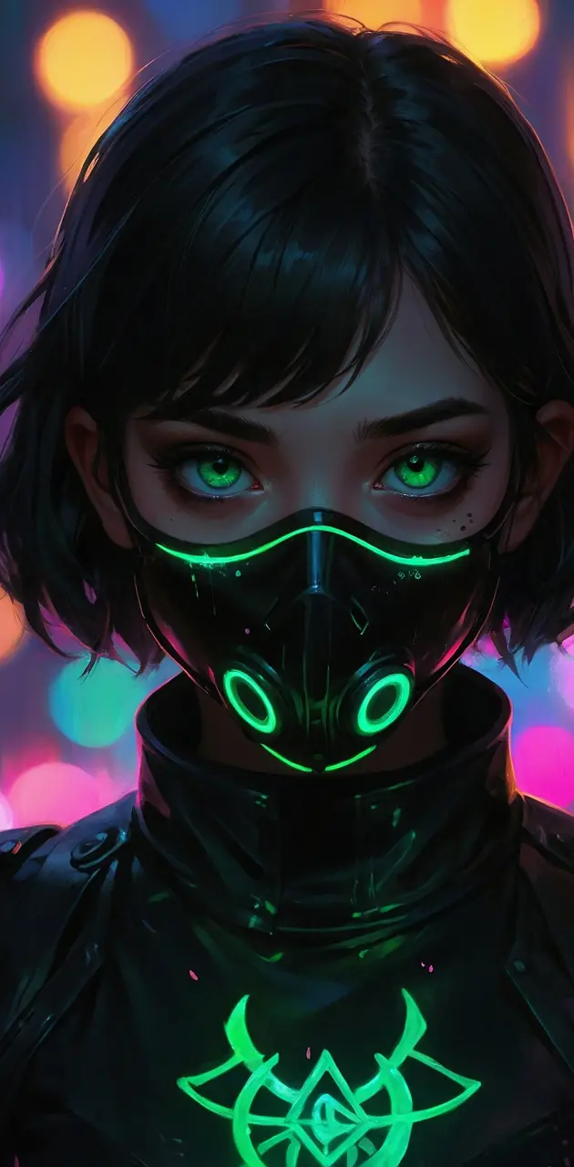 A green eyes and mask girl
