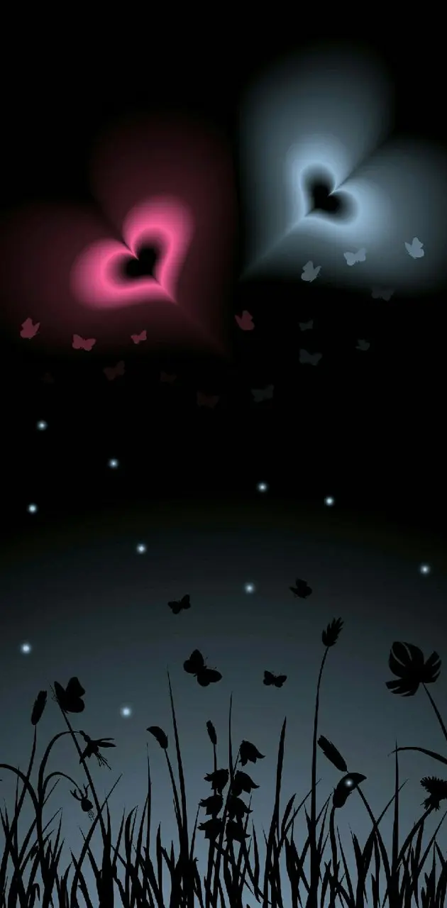 Love heart at night