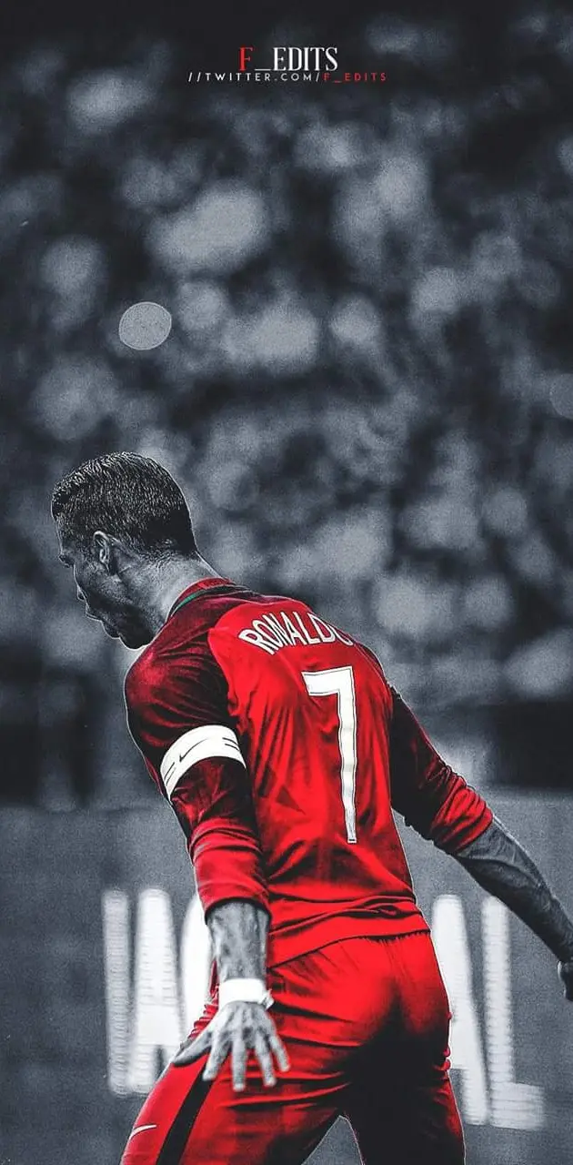 Cr7 With Red Edited Background Wallpaper Download