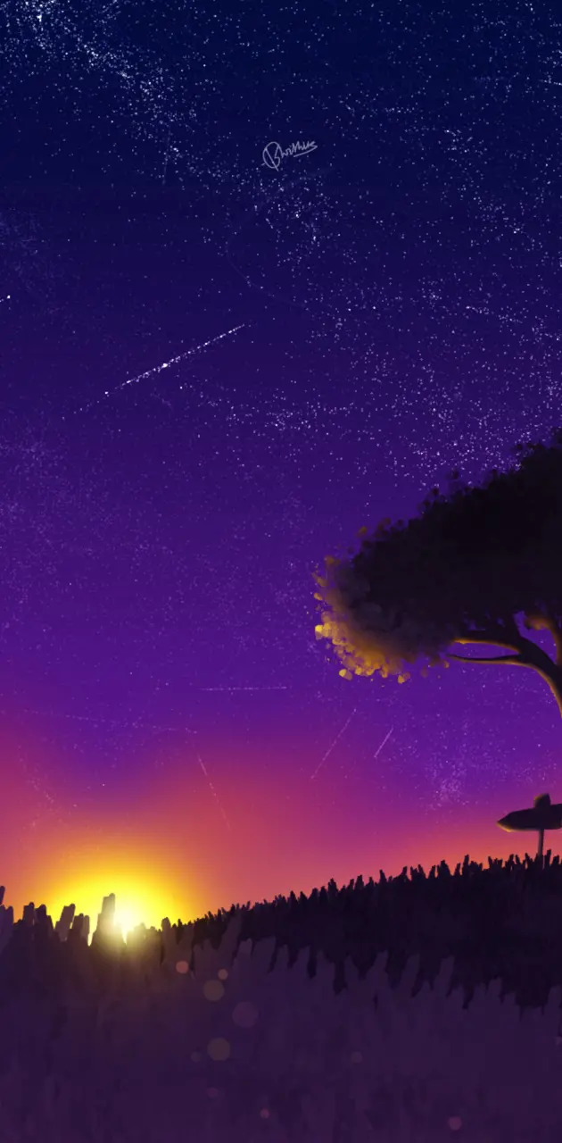 Milky Way Anime Aesthetic Background - Night Anime Wallpapers