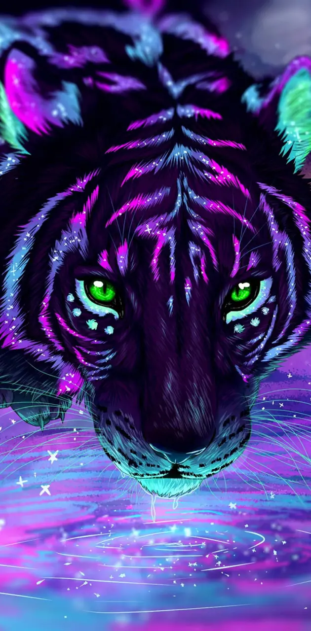 bright neon tiger