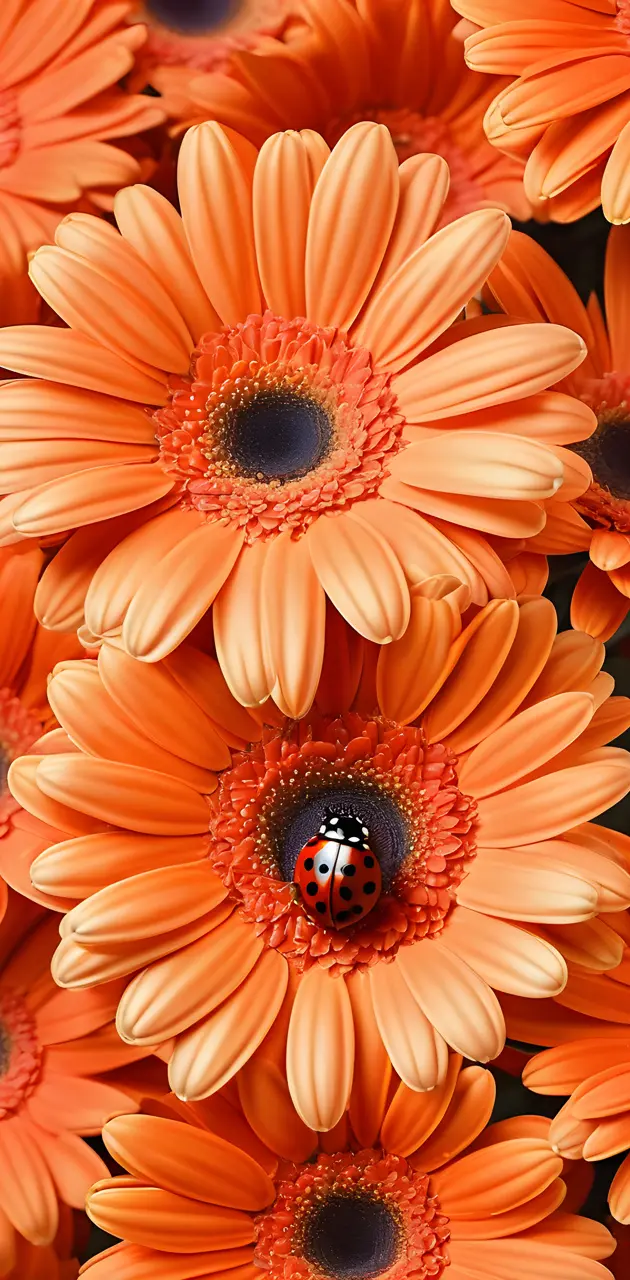lady bug on orange daisy