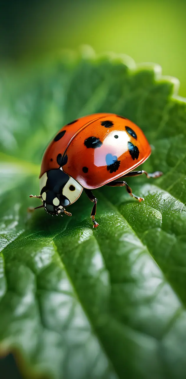 Ladybug on leaf wallpaper