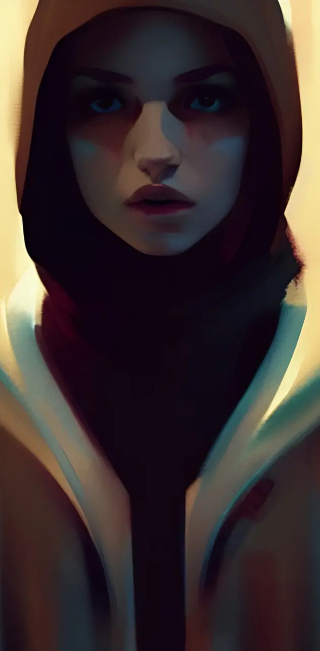 Hooded girl painting 