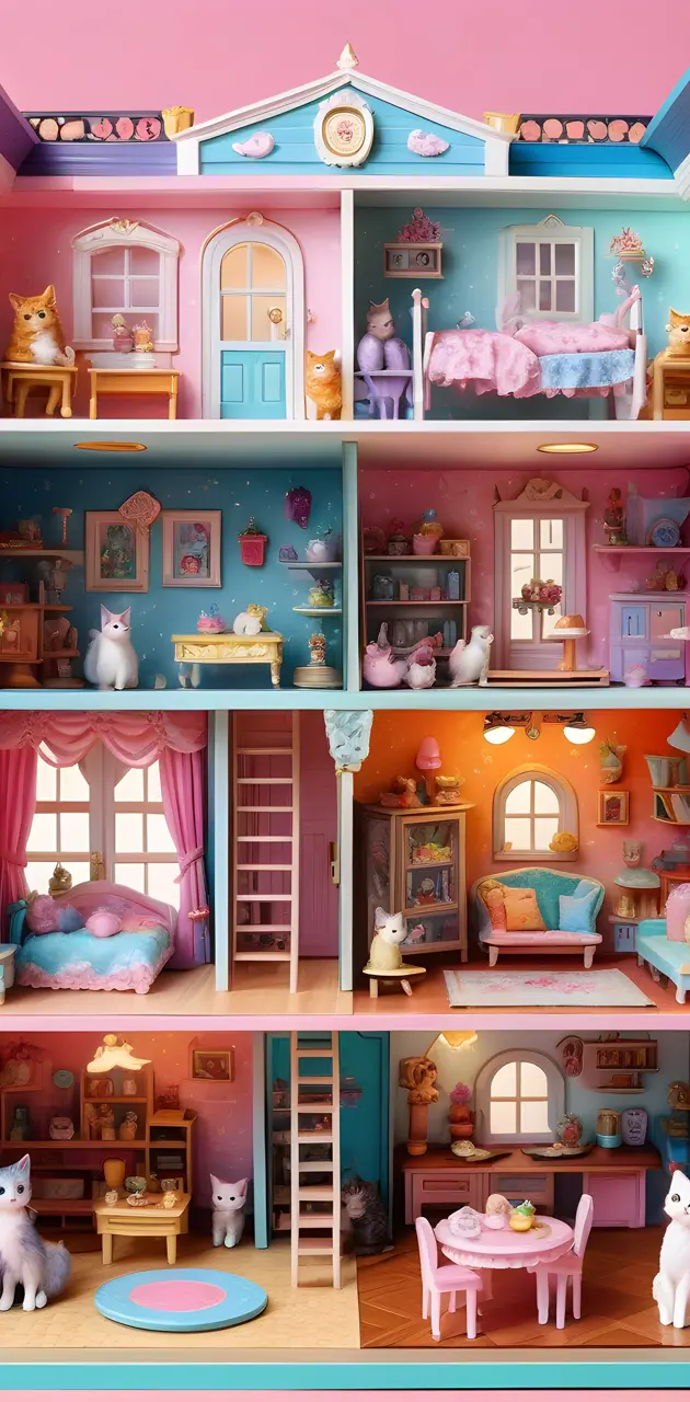a dollhouse with a doll house