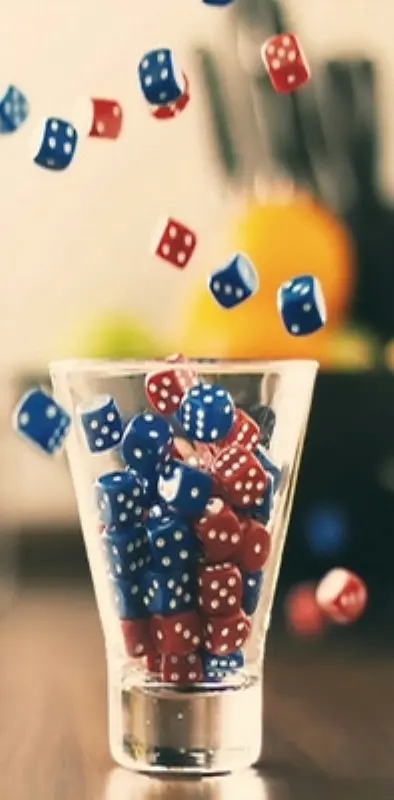 dices in glass