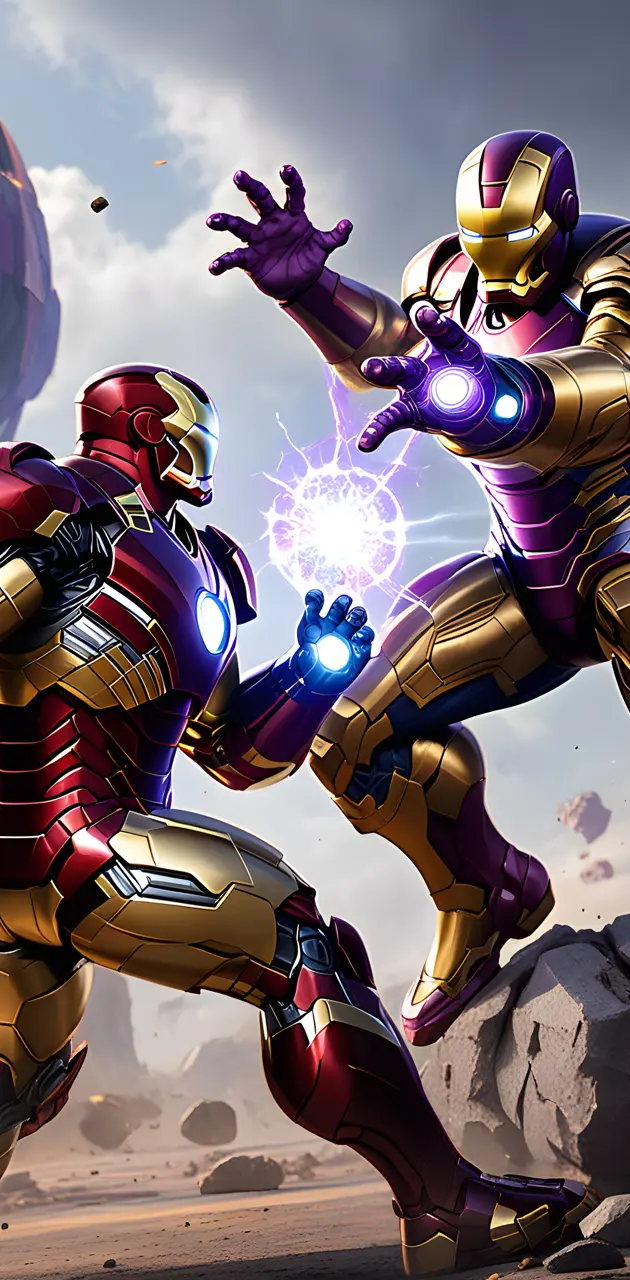 Iron man fighting Iron Thanos